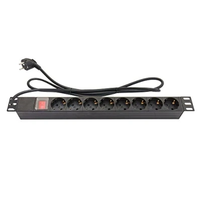 Immagine di Good Connections, Ciabatta multipresa, Striscia di alimentazione 48.30cm (19&quot;), 1U, spina Schuko a 8x presa Schuko, con interruttore (8 x, CEE 7/3, 1.80 m)
