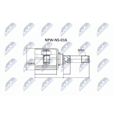 Immagine di NTY NPW NS 016 Kit Giunto Omocinetico sul lato del cambio, Assale anteriore Sx NISSAN: Qashqai / Qashqai+2 I, RENAULT: Koleos I