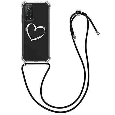 Immagine di kwmobile Custodia Compatibile con Xiaomi Mi 10T / Pro Cover Back Case in Silicone TPU Protezione Smartphone Cordino bianco/trasparente