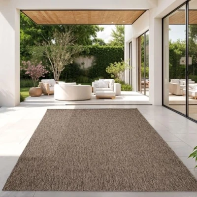 Immagine di TT Home Tappeto per Esterni Cucina Balcone Terrazza Design Moderno Monocolore, Colore:Taupe, Dimensione:160x220 cm
