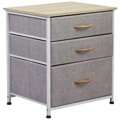 Immagine di BAKAJI Cassettiera Mobile Mobiletto Armadio Armadietto 3 Ripiani Tessuto Multicolor Bicolor Robusto Resistente Multiuso Arredamento Ufficio Salvaspazio Dimensioni 50x50x40cm (Grigio Chiaro)