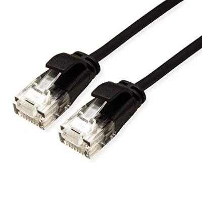 Immagine di Roline 21.15.3955 RJ45 cavo di rete, patch CAT 6A U/UTP 2.00 m Nero non schermato, Privo alogeni, Ritardante fiamma 1 pz.