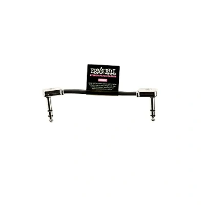 Immagine di Ernie Ball, Singolo cavo patch piatto con jack stereo a pipa, lunghezza 7,6 cm, Nero