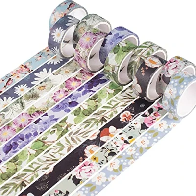 Immagine di YUBX Fiore Washi Tape Set VSCO Foil Nastro Decorativo per Fai da Te, diari proiettili, pianificatori, Scrapbooking, Confezioni (Cold Tone)