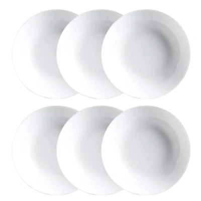 Immagine di Luminarc Diwali, Set di 6 piatti fondi senza ala in vetro opale extra resistente, 20 cm, colore bianco