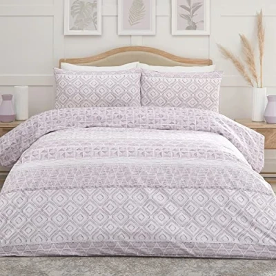 Immagine di Aden Set copripiumino per letto singolo, con motivo Dreams And Drapes, facile da pulire, colore: prugna