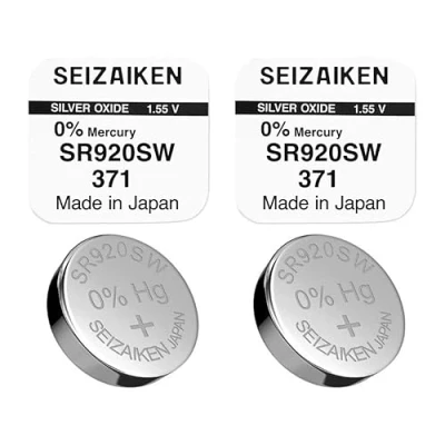 Immagine di 2 pile a bottone originali SEIZAIKEN 371, SR920SW, 1,55 V, batterie per orologi, ossido d&#039;argento, 0% mercurio, 100% Made in Japan