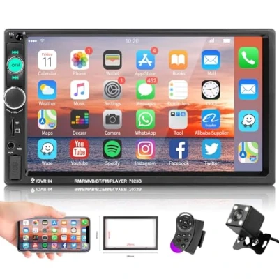 Immagine di Hodozzy Autoradio 2 Din con Vivavoce Bluetooth Auto Schermo Touch Screen Da 7 Pollici Mirror LinkUSBAUXFMTFSD +Telecamera Retromarcia