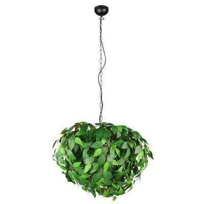 Immagine di Reality Leuchten Lampada a sospensione Leavy, nero/verde, Ø 70 cm, 4 luci, E14