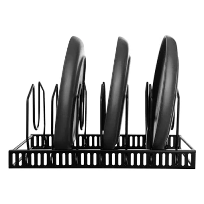 Immagine di GRÄWE porta coperchio in acciaio inox, per cassetti, pentole, taglieri, piatti, padelle con scomparti regolabili, contenitore coperchio, nero