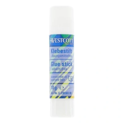 Immagine di Westcott colla stick da 10 g, per bricolage con strisce adesive trasparenti 1,5 cm, aderisce forte E durevole, 100% senza solventi, lavabile al 30%, 730365 00