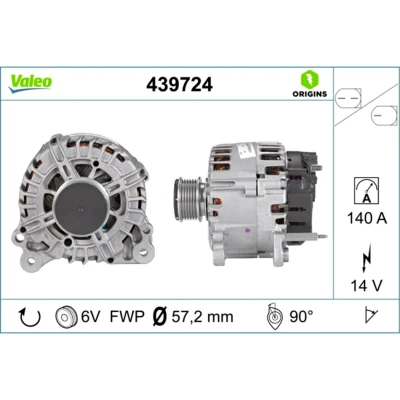 Immagine di VALEO 439724 Alternatore 14V 140A VOLKSWAGEN: Polo V Hatchback, GOLF 6, Touran I, AUDI: A3 Sportback, A4 B8 Avant, SKODA: Fabia 2, Yeti