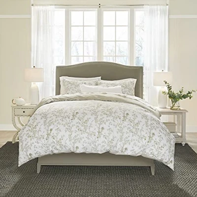 Immagine di Laura Ashley Home Set copripiumino per letto king size, in cotone reversibile, con federe coordinate, peso medio tutte le stagioni (Lindy Green, King)