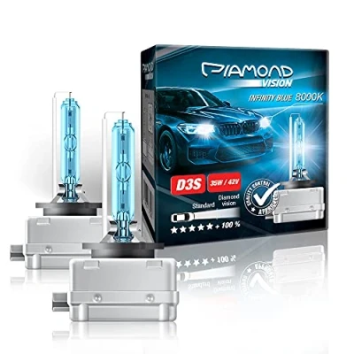 Immagine di Diamond Vision 2X D3S 35W 42V Xenon Look Lampade alogene per auto 8000K Super Ultra White Extra durevole Marchio E PK32d 5