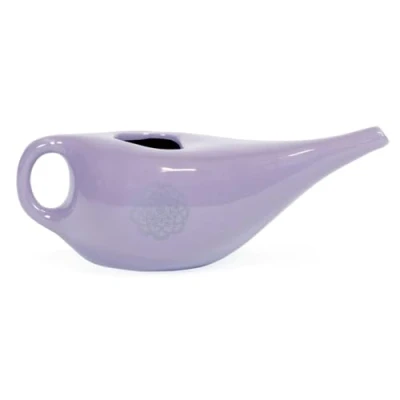 Immagine di NETI POT Brocca per il risciacquo nasale, in ceramica, con mandala o simbolo, doccetta nasale (color argento)