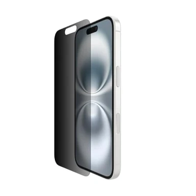 Immagine di Belkin ScreenForce InvisiGlass Privacy Pellicola Protettiva per iPhone 16, proteggi schermo antigraffio, resistente agli impatti, applicazione senza bolle, vetro riciclato 15, 14 Pro