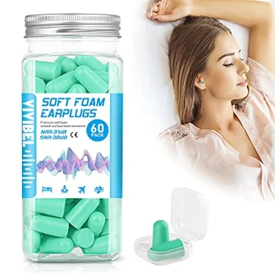 Immagine di Tappi per le orecchie, tappo orecchie anti rumore SNR 38 dB, palla dormire in schiuma morbida, Quies riutilizzabile protezione uditiva sonno, lavoro, viaggi, 60 paia