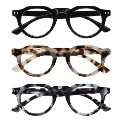 Immagine di OPULIZE RIO Set da 3 Occhiali Anti Luce Blu Montatura con Bordo Superiore Piatto Nero, Marrone e Maculato Uomini Donne BBB53 123