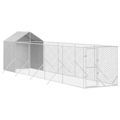 Immagine di vidaXL Cuccia Cani da Esterno Tetto Argento 2x10x2,5 m Acciaio Zincato