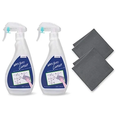Immagine di loukin Detergente non tossico per lavagna, 17 oz Dry Erase Board Cleaner, spray la pulizia della lavagna bianca a basso odore con panni, rimuove le macchie ostinate dalle lavagne bianche,