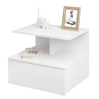 Immagine di WOLTU Comodino Sospeso, per Camera da Letto con 1 Cassetto e Scomparto Aperto, Mobiletto Cameretta Moderno, Fissaggio a Parete, 40x35x31cm, in Legno, Bianco, NTS03ws
