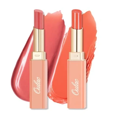 Immagine di Oulac rossetto 2 in 1 e balsamo per labbra, succoso lucido, labbra morbide idratate, finitura lucida secche, screpolate fragili, vegano
