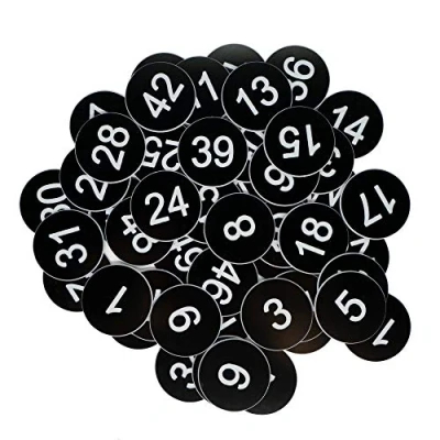 Immagine di Targhette numerate in plastica, con numero inciso, senza foro (1 50, nero)