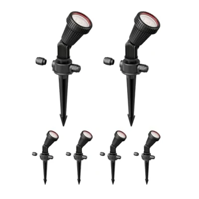 Immagine di ledscom.de 6 faretti da giardino con picchetto a terra PIRK per esterni, IP44, nero, incl. GU10 LED 468lm bianco caldo