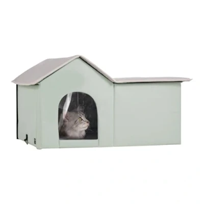 Immagine di VEVOR Cuccia per Gatti Riscaldata 40 60℃ Rifugio da Esterno con Temperatura Regolabile in Tessuto Oxford 600D Cuscinetto Riscaldato 65x53 cm, Taglia Grande, Verde