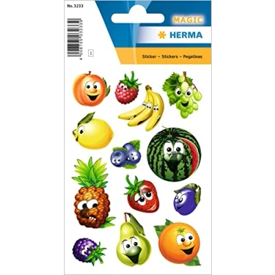 Immagine di HERMA 3233 adesivi &quot;Frutta&quot; con occhi oscillanti, motivi di frutta, per bambini, ragazze e compleanni, 13 a forma frutta bambini