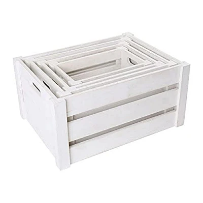 Immagine di Set 4 Cassette in Legno Bianche Quattro Misure