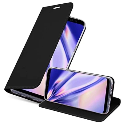 Immagine di Cadorabo Custodia Libro per Samsung Galaxy S8 in CLASSY NERO con Vani di Carte, Funzione Stand e Chiusura Magnetica Portafoglio Cover Case Wallet Book Etui Protezione