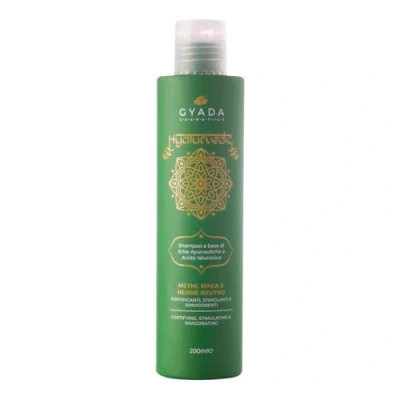 Immagine di GYADA COSMETICS, Hyalurvedic Shampoo Fortificante, Contrasta l&#039;Effetto Crespo, per Capelli Fini e Deboli, a Base di Methi, Maca, Hennè Neutro, 200 ml