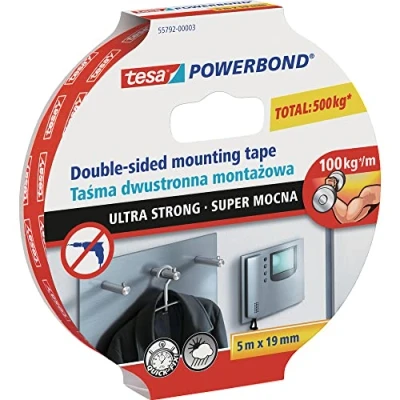 Immagine di tesa UK Powerbond Nastro biadesivo in schiuma ultra resistente, 5 m x 19 mm