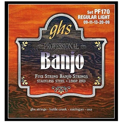 Immagine di GHS™ Strings »STAINLESS Steel PF170 5 STRING BANJO« Corde per Banjo Stainless Loop End Regular Light: 09 11 13 20