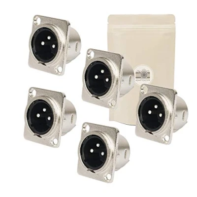 Immagine di 5x Connettore XLR maschio 3 poli pin da saldare stereo 100% in metallo Per altoparlante amplificatore Adaptout marca francese