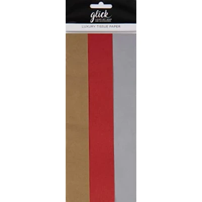 Immagine di confezione di carta velina natalizia, colore oro, rosso e argento, natalizia per Natale, rosso,