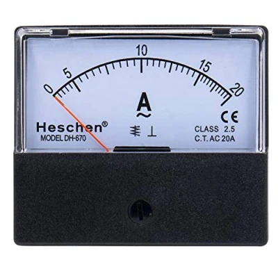 Immagine di Heschen Tester amperometrico per misuratore di corrente montato su pannello rettangolare, DH 670, AC 0 20A, Classe 2.5, elencato CE
