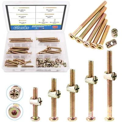 Immagine di Glarks Viti a testa esagonale M6 x 40/50/60/70/80 mm Bulloni per culla, con kit di assortimento dadi barilotto