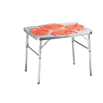 Immagine di Camp Active 44756 Tavolo Pieghevole, Regolabile in Altezza, Alluminio/Plastica, Argento, 75 x 55 25 59 cm