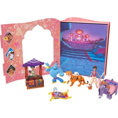 Immagine di Mattel Giocattoli della Principessa Disney, Pacchetto storia Jasmine con 6 personaggi chiave, piccole bambole, figure e accessori ispirati ad Aladdin regali per bambini, HPL57