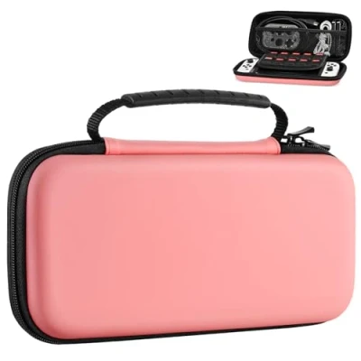 Immagine di MoKo Custodia Switch Compatibile con Nintendo Switch/Switch OLED, Rigida Portatile per 10 Slot Schede di Gioco, Accessori, Pompelmo Rosso