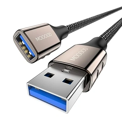Immagine di MOGOOD Cavo di prolunga USB 3.0 1m, Guscio in lega zinco Estensore Tipo a Maschio Femmina 5Gbps Trasferimento dati, compatibile con PC, laptop, tablet, Macbook