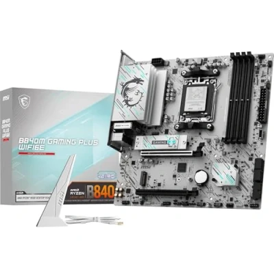 Immagine di MSI B840M GAMING PLUS WIFI6E Scheda Madre mATX compatibile con AMD Ryzen Serie 9000/8000 / 7000, Socket AM5 Supporto DDR5 Boost fino a 8000+ MT/s (OC), PCIe 4.0 x16, M.2 Gen4, Wi Fi 6E, LAN 2.5G
