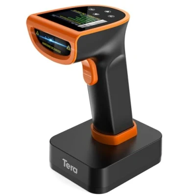 Immagine di Tera Pro Barcode Scanner 1D 2D QR Wireless: con impostazione digitale schermo e tastiera interruttore di alimentazione 2600 mAh grande batteria funziona Bluetooth 2.4G Wireless Handheld Bar Code