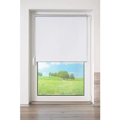 Immagine di Tenda a rullo con struttura moderna in tessuto bianco, 45 cm x 150 (larghezza lunghezza)