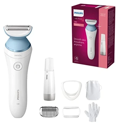 Immagine di Rasoio da donna Philips Serie 8000 cordless con 5 accessori inclusi Guanto esfoliante, pettine rifinitore (Modello BRL166/91)