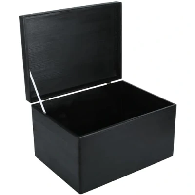 Immagine di Creative Deco XXL Grande Nero Scatola Legno con Coperchio per Regalo Natale 40x30x24 cm (+/ 1) Cassetta Conteniore Portaoggetti Portagiochi Perfetta Decoupage Documenti Giocattoli