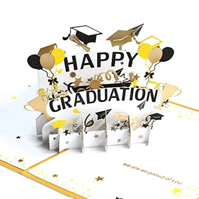 Immagine di Regendeko biglietto di auguri 3D con cappello gradazione per dottore, esame, abitura, Bachelor o Master Laurea Pop Up qualità superiore