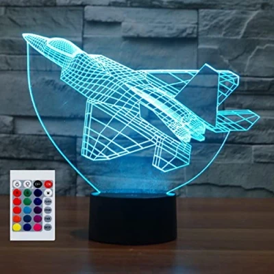 Immagine di SUPERHONGJIHAO Luce notturna per bambini 3D aerei Led lampada con telecomando 16 colore che cambia regalo di compleanno Natale il bambino